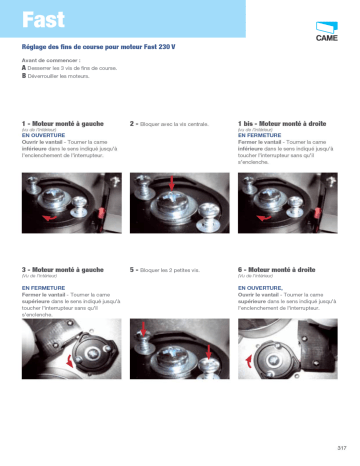 Manuel du propriétaire | CAME FAST Manuel utilisateur | Fixfr