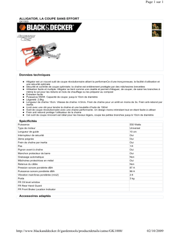 Manuel du propriétaire | Black & Decker GK1000 Manuel utilisateur | Fixfr