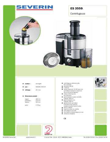 Manuel du propriétaire | SEVERIN ES 3559 Manuel utilisateur | Fixfr