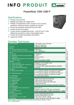 Mustek POWERMUST 1000 USB PNBSP Manuel utilisateur