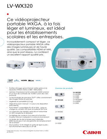 Manuel du propriétaire | Canon LV-WX320 Manuel utilisateur | Fixfr