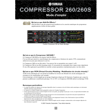 Manuel du propriétaire | Yamaha COMP260 Manuel utilisateur | Fixfr