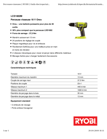 Manuel du propriétaire | Ryobi LCD1802M Manuel utilisateur | Fixfr