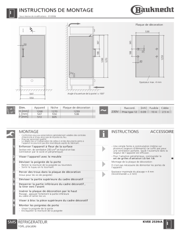 Manuel du propriétaire | Bauknecht KVEE 2539 Manuel utilisateur | Fixfr