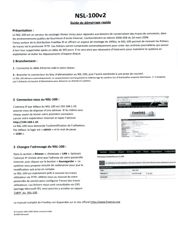 Manuel du propriétaire | ZyXEL NSL-100 Manuel utilisateur | Fixfr