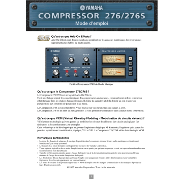 Manuel du propriétaire | Yamaha COMP276 Manuel utilisateur | Fixfr