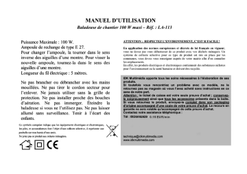 Manuel du propriétaire | IDK MULTIMEDIA LA-113 Manuel utilisateur | Fixfr