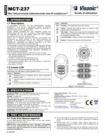 Manuel du propriétaire | Visonic MCT-237 Manuel utilisateur | Fixfr