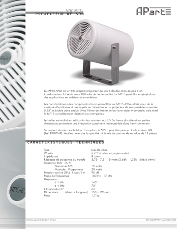 Manuel du propriétaire | APART MP15 Manuel utilisateur | Fixfr