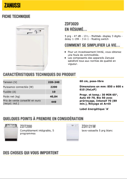 Zanussi ZDF3020 Manuel utilisateur