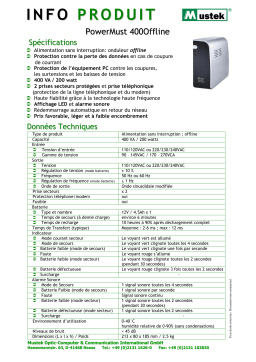 Mustek POWERMUST 400 OFFLINE Manuel utilisateur