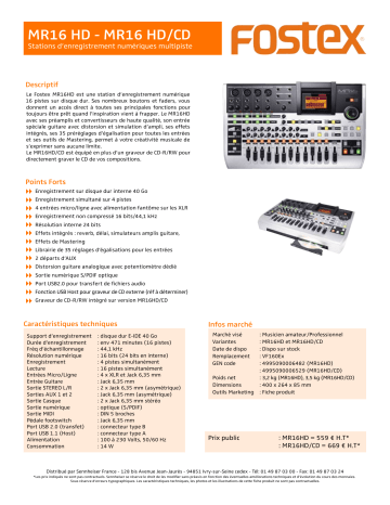 Manuel du propriétaire | Fostex MR16 HD Manuel utilisateur | Fixfr