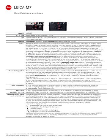 Manuel du propriétaire | Leica M7 Manuel utilisateur | Fixfr