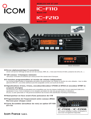 Manuel du propriétaire | ICOM IC-F210 Manuel utilisateur | Fixfr