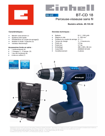 Manuel du propriétaire | EINHELL BT-CD 18 Manuel utilisateur | Fixfr