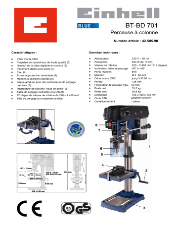 Manuel du propriétaire | EINHELL BT-BD 701 Manuel utilisateur | Fixfr