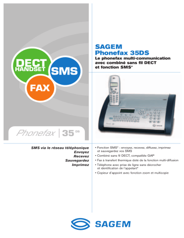 Manuel du propriétaire | Sagem PHONEFAX 35 DS Manuel utilisateur | Fixfr