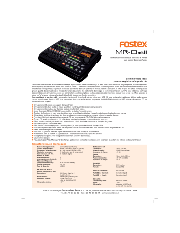 Manuel du propriétaire | Fostex MR8-MK2 Manuel utilisateur | Fixfr