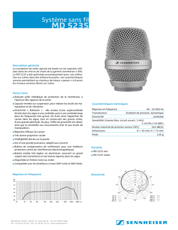 Manuel du propriétaire | Sennheiser MD 5235 Manuel utilisateur | Fixfr