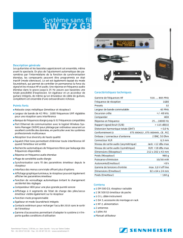 Manuel du propriétaire | Sennheiser EW 572 G3 Manuel utilisateur | Fixfr