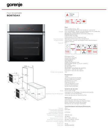 Manuel du propriétaire | Gorenje BO8750AX Manuel utilisateur | Fixfr