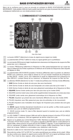 Manuel du propriétaire | Behringer BSY600 Manuel utilisateur | Fixfr