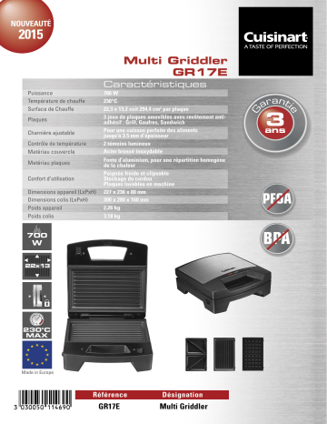 Manuel du propriétaire | Cuisinart WAF-F20 Manuel utilisateur | Fixfr