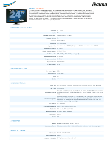 Manuel du propriétaire | iiyama E2410HDS Manuel utilisateur | Fixfr