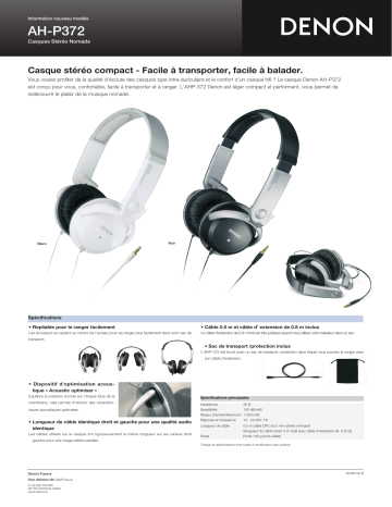 Manuel du propriétaire | Denon AH-P372 Manuel utilisateur | Fixfr