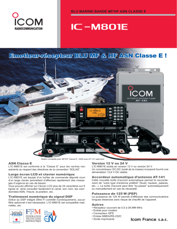 Manuel du propriétaire | ICOM IC-M801E Manuel utilisateur | Fixfr