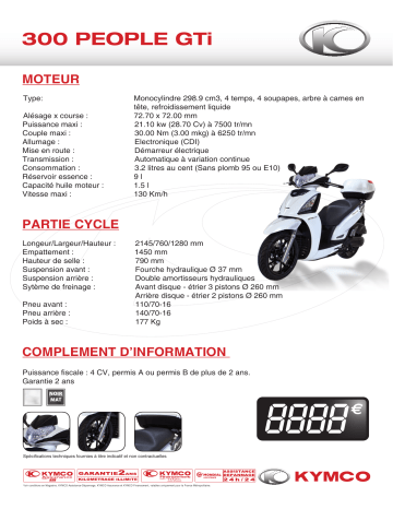 Manuel du propriétaire | KYMCO 300 PEOPLE GTI Manuel utilisateur | Fixfr