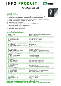 Mustek POWERMUST 800 USB Manuel utilisateur