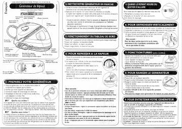 Manuel du propriétaire | CALOR REPASSAGE CENTRALES VAPEUR GENERATEUR DE VAPEUR Manuel utilisateur | Fixfr