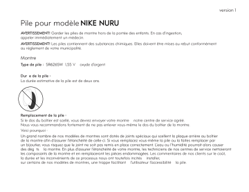 Manuel du propriétaire | Nike NURU Manuel utilisateur | Fixfr