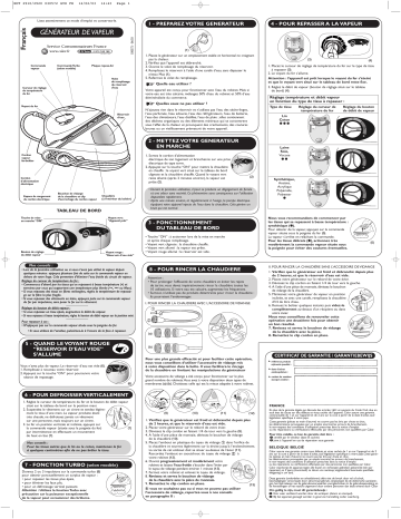 Manuel du propriétaire | CALOR REPASSAGE CENTRALES VAPEUR GENE PRO EXPRESS TURBO 2940 Manuel utilisateur | Fixfr