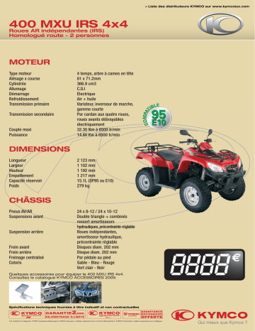 Manuel du propriétaire | KYMCO 400 MXU IRS 4X4 Manuel utilisateur | Fixfr