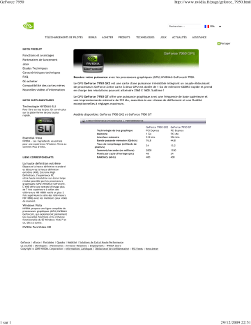 Manuel du propriétaire | Nvidia GeForce 7950 GT Manuel utilisateur | Fixfr