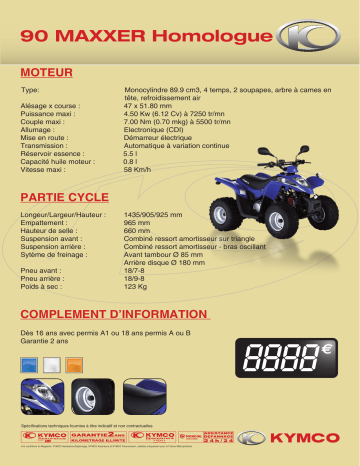 Manuel du propriétaire | KYMCO 90 MAXXER Manuel utilisateur | Fixfr