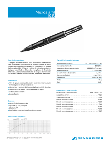 Manuel du propriétaire | Sennheiser K6 Manuel utilisateur | Fixfr