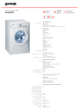 Gorenje WA62092 Manuel utilisateur