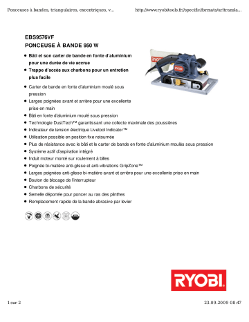 Manuel du propriétaire | Ryobi EBS9576VF Manuel utilisateur | Fixfr