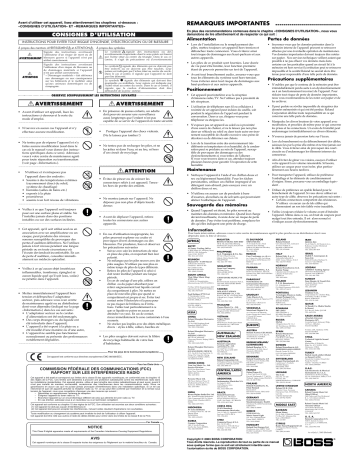 Manuel du propriétaire | Boss TU-80 Manuel utilisateur | Fixfr
