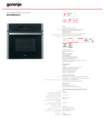 Manuel du propriétaire | Gorenje BOP8826AX Manuel utilisateur | Fixfr