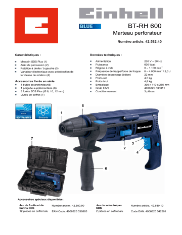 Manuel du propriétaire | EINHELL BT-RH 600 Manuel utilisateur | Fixfr