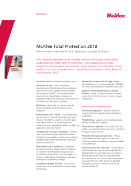 McAfee TOTAL PROTECTION 2010 Manuel utilisateur