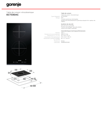 Manuel du propriétaire | Gorenje ECT330AC Manuel utilisateur | Fixfr