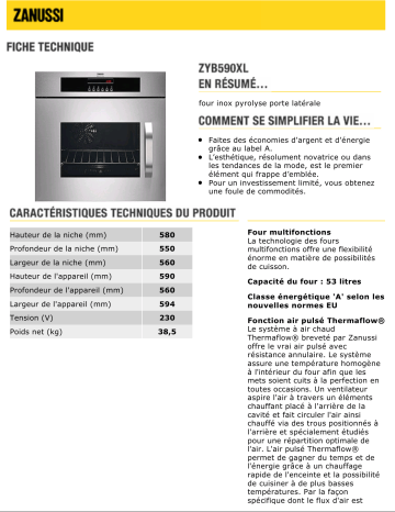 Manuel du propriétaire | Zanussi ZYB590XL Manuel utilisateur | Fixfr