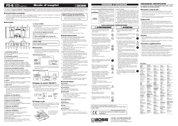 Manuel du propriétaire | Roland FS-6 Manuel utilisateur | Fixfr