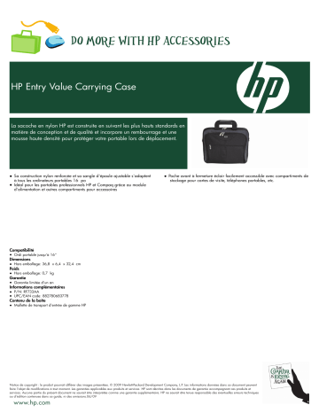Manuel du propriétaire | HP Entry Value Carrying Case Manuel utilisateur | Fixfr