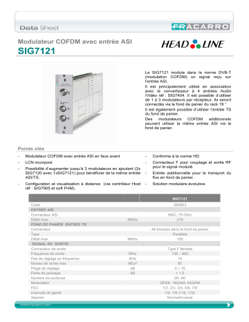 Manuel du propriétaire | Fracarro SIG7121 Manuel utilisateur | Fixfr